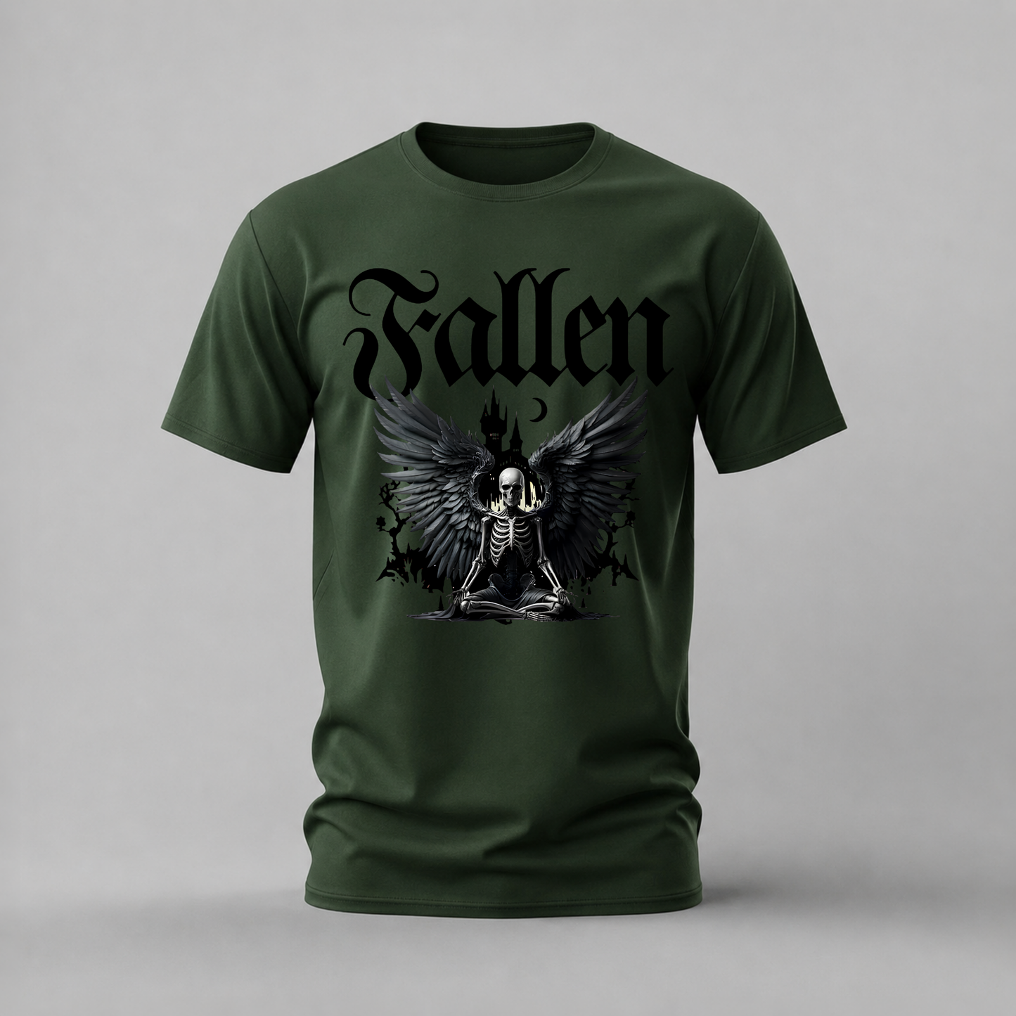 MEDITATING SKELETON Wings Graphic T-Shirt
