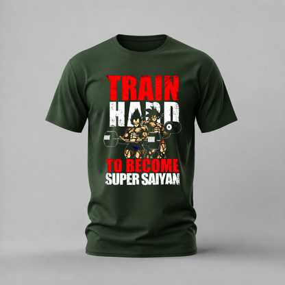 train hard super saiyan tshirt; goku vegeta gym shirt; motivational dragon ball graphic tee; train hard tshirt; unisex train hard tee; men cotton tshirt; half sleeve printed tshirt; anime merch; casual wear