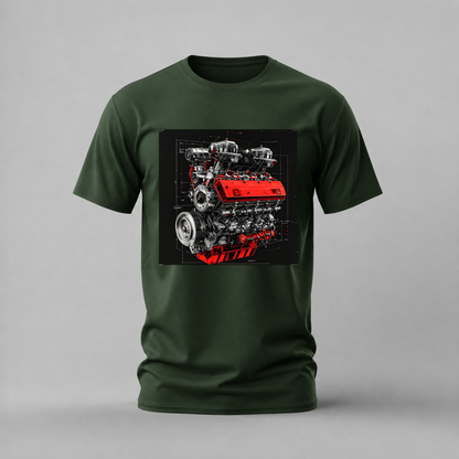 CAR ENGINE Blueprint Graphic T-Shirt