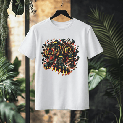 FIERCE TIGER Flame Graphic T-Shirt