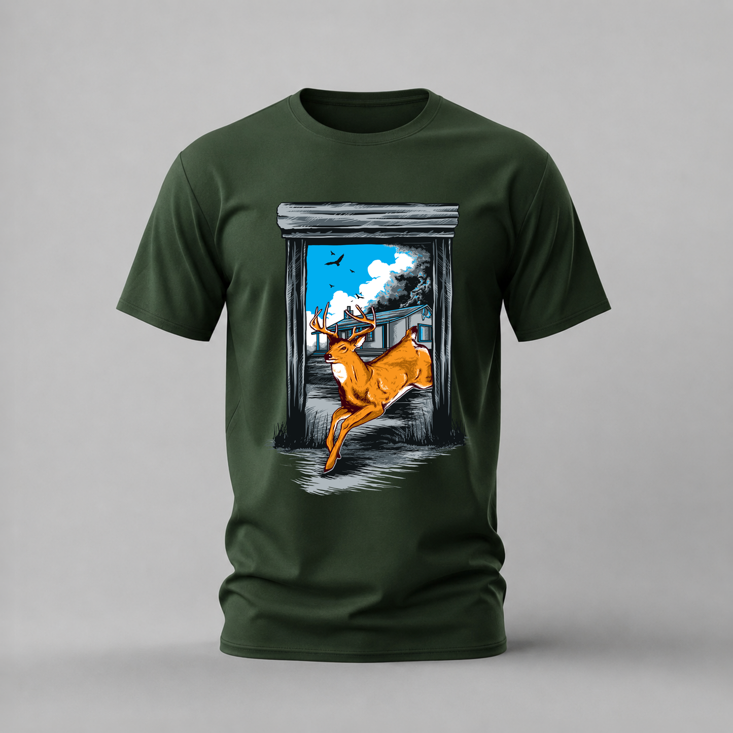 JUMPING DEER Graphic T-Shirt