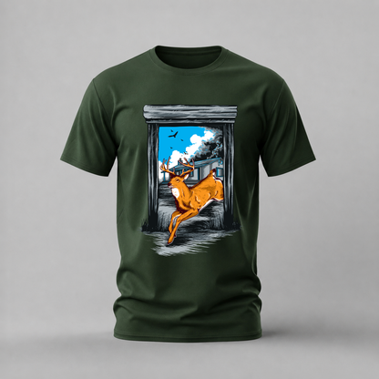 JUMPING DEER Graphic T-Shirt