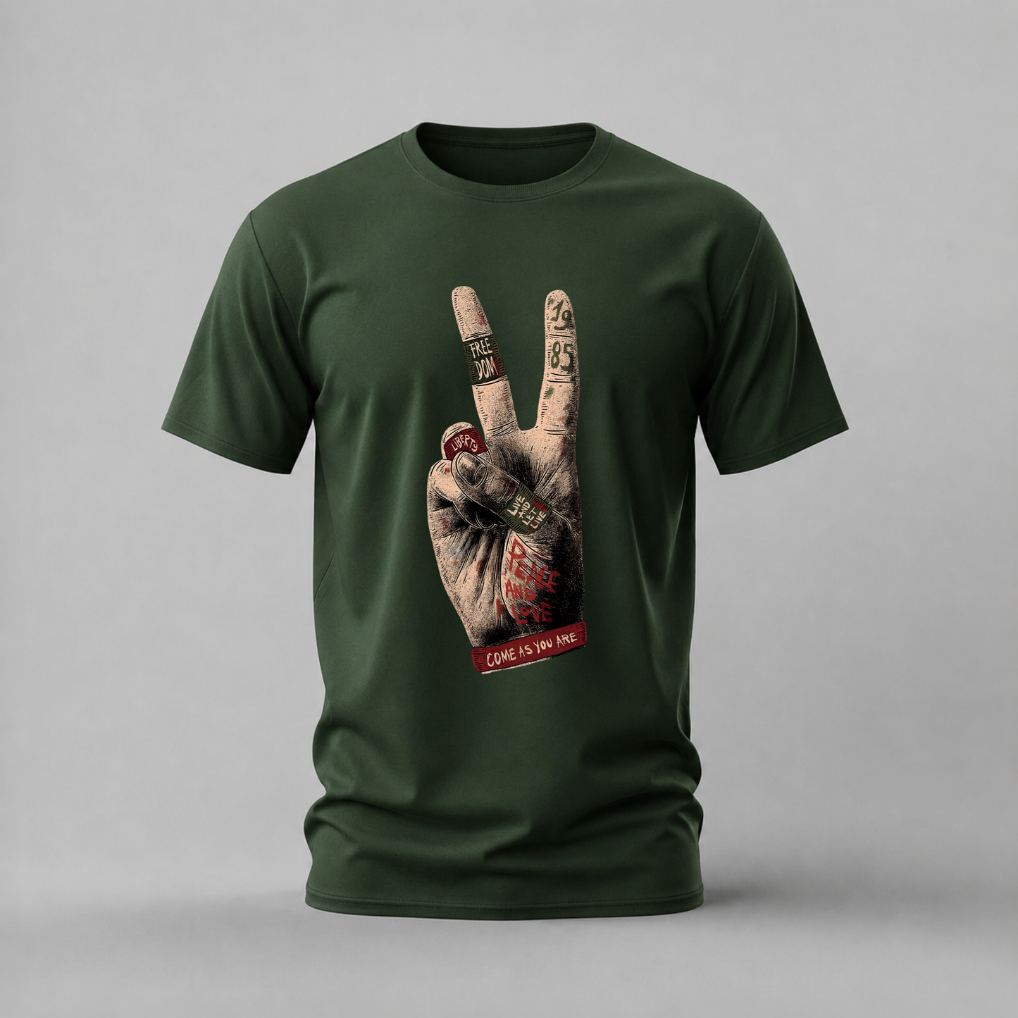 PEACE SIGN Hand Graphic T-Shirt