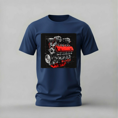 CAR ENGINE Blueprint Graphic T-Shirt