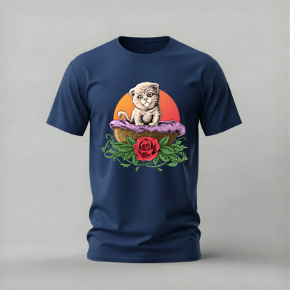 CUTE CAT Basket Graphic T-Shirt
