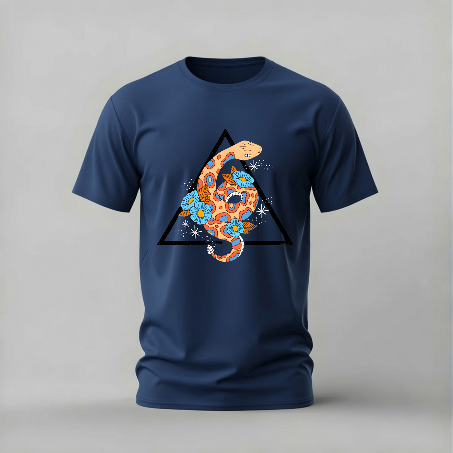 COLORFUL SNAKE Floral Graphic T-Shirt