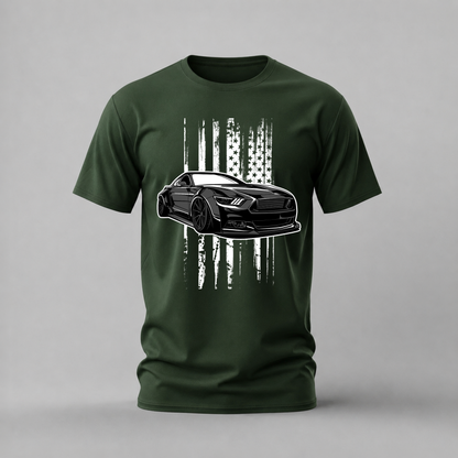 BLACK MUSTANG FLAG Graphic T-Shirt
