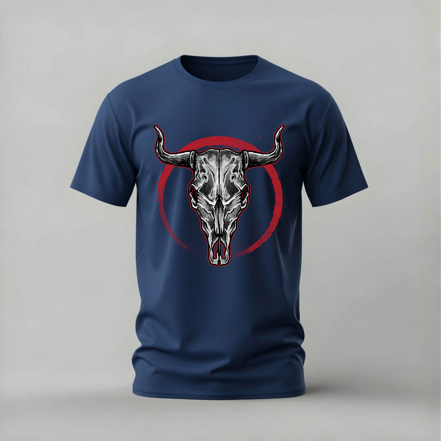 BULL SKULL Red Circle Graphic T-Shirt