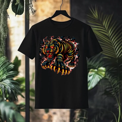FIERCE TIGER Flame Graphic T-Shirt
