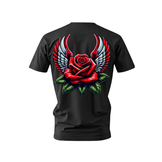 Winged Red Rose Tattoo Art Streetwear T-Shirt