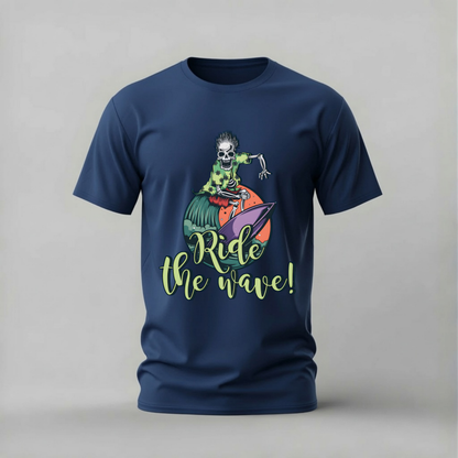 RIDE THE WAVE Skeleton Graphic T-Shirt