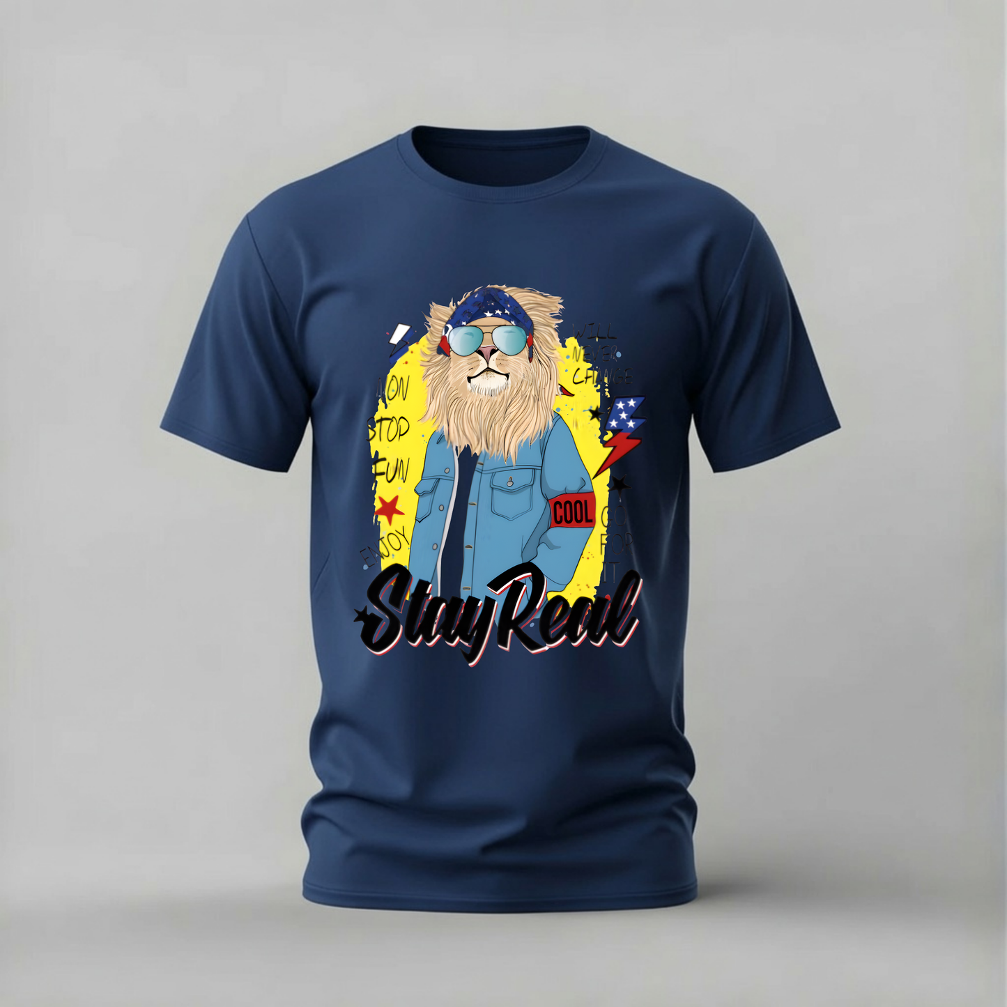 STAY REAL Lion Graphic T-Shirt