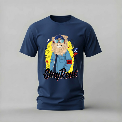 STAY REAL Lion Graphic T-Shirt