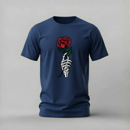 SKELETON HAND Rose Graphic T-Shirt