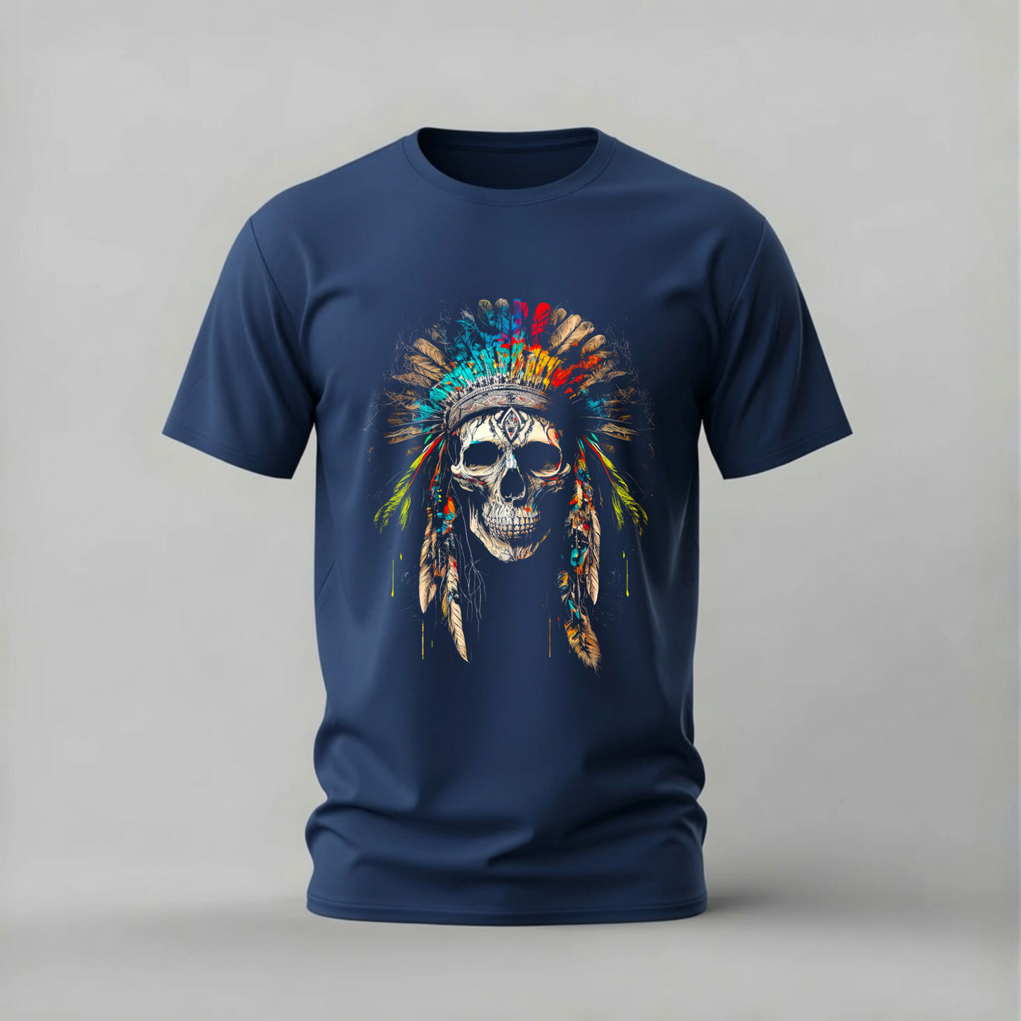 NATIVE SKULL Headdress Graphic T-Shirt