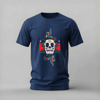 SKULL & BIRDS ESTD 2021 Graphic T-Shirt