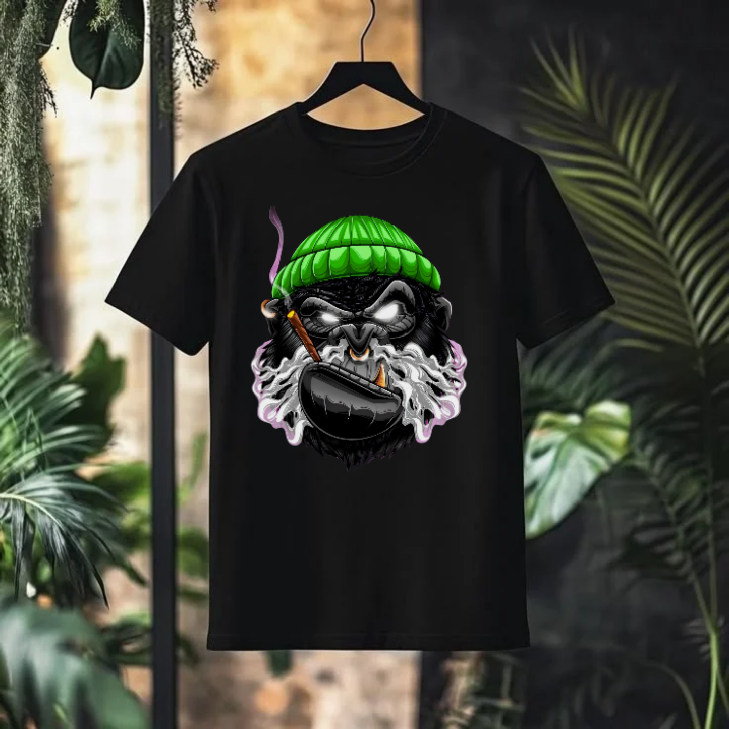 GANJA GORILLA Smoking Ape Graphic T-Shirt