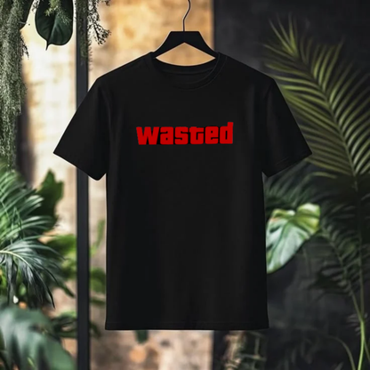 WASTED Bold Text Graphic T-Shirt