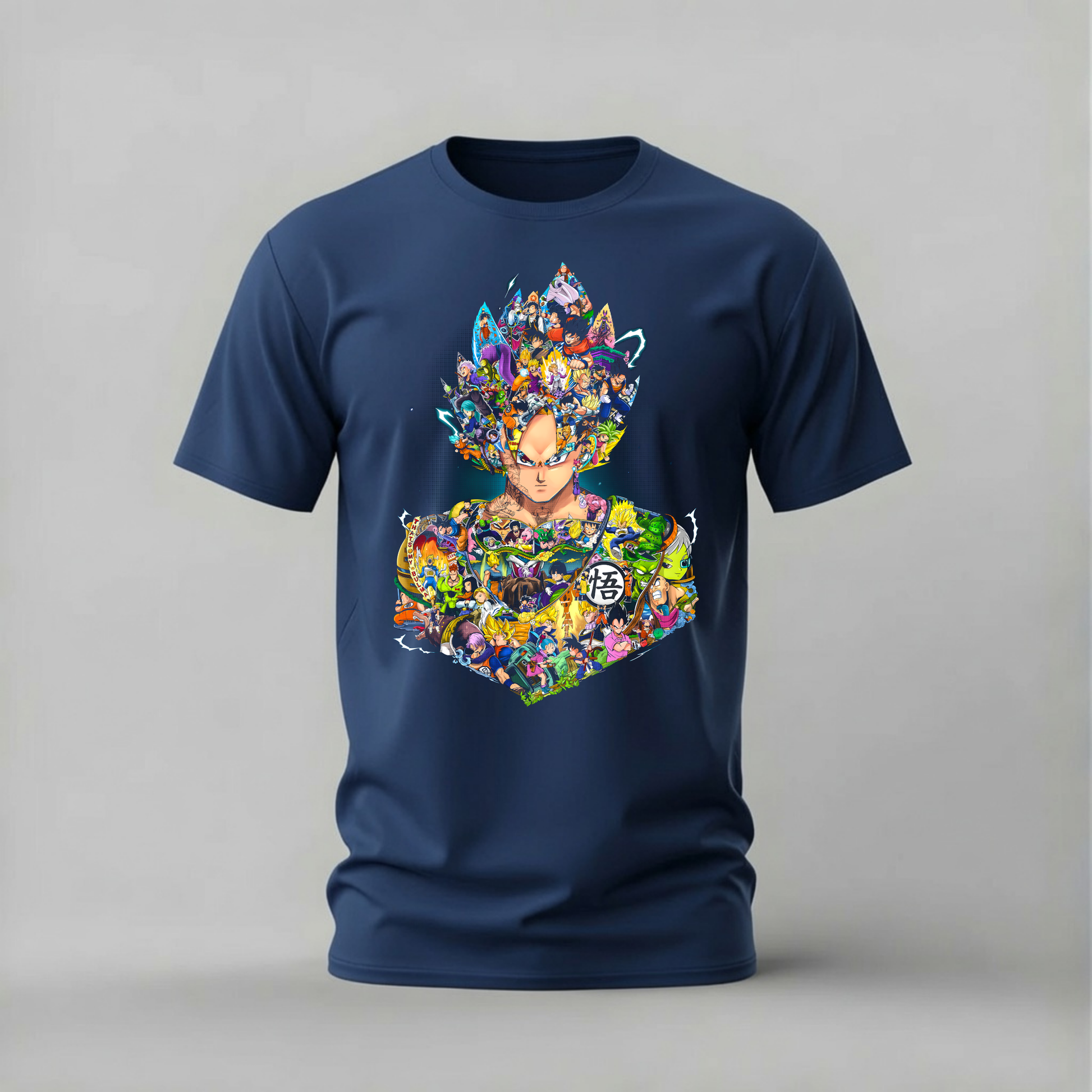 dragon ball goku collage tshirt; goku anime shirt; dragon ball characters graphic tee; goku head collage tshirt; anime collage shirt; unisex dragon ball tee; men cotton tshirt; half sleeve printed tshirt; streetwear; casual wear; dragon ball merch; anime graphic shirt