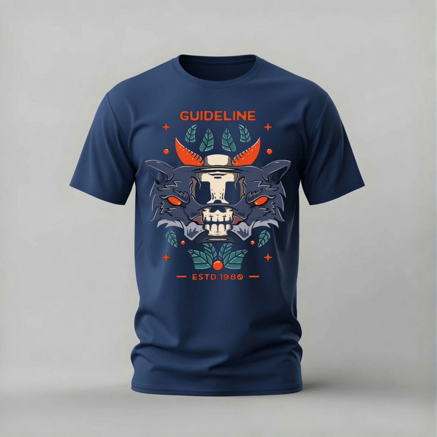 GUIDELINE Wolf Skull Graphic T-Shirt