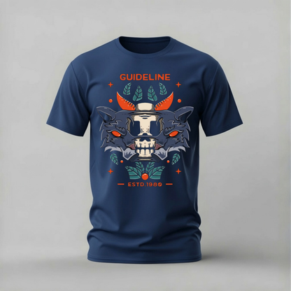 GUIDELINE Wolf Skull Graphic T-Shirt