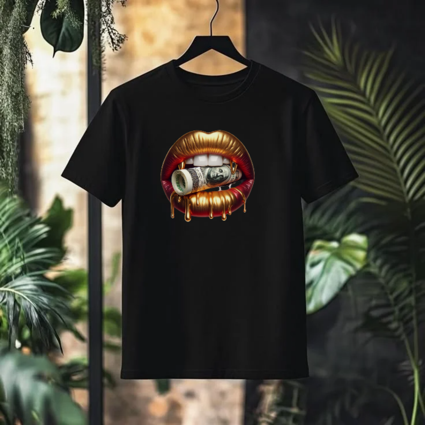GOLDEN LIPS Money Roll Graphic T-Shirt