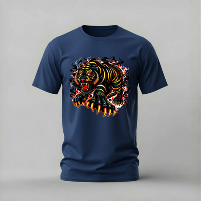 FIERCE TIGER Flame Graphic T-Shirt