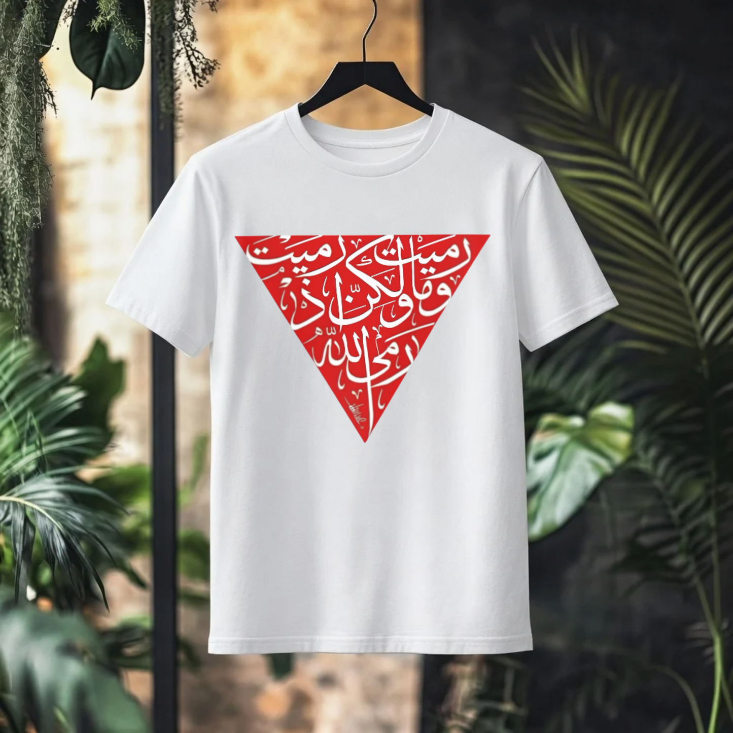 ARABIC CALLIGRAPHY Red Triangle Graphic T-Shirt