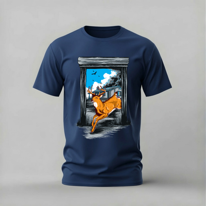 JUMPING DEER Graphic T-Shirt