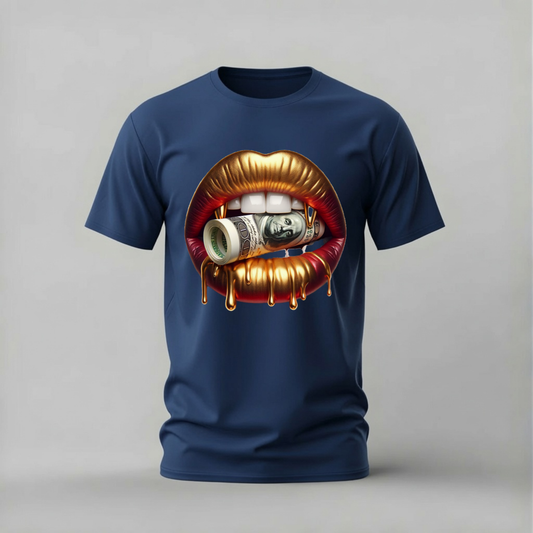 GOLD LIPS Money Graphic T-Shirt
