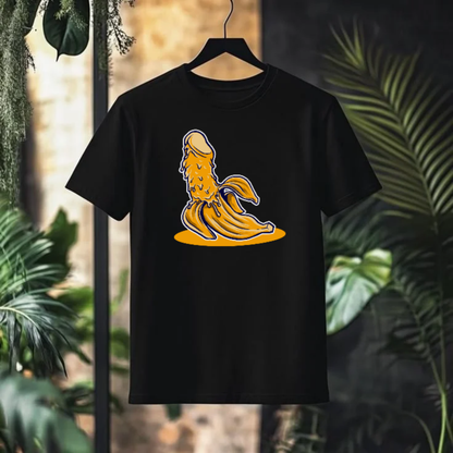 PEELED BANANA Phallic Graphic T-Shirt