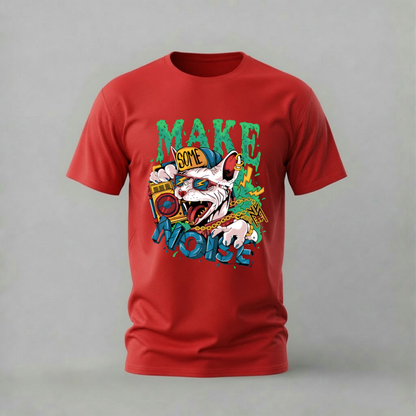 MAKE SOME NOISE Cat Graphic T-Shirt