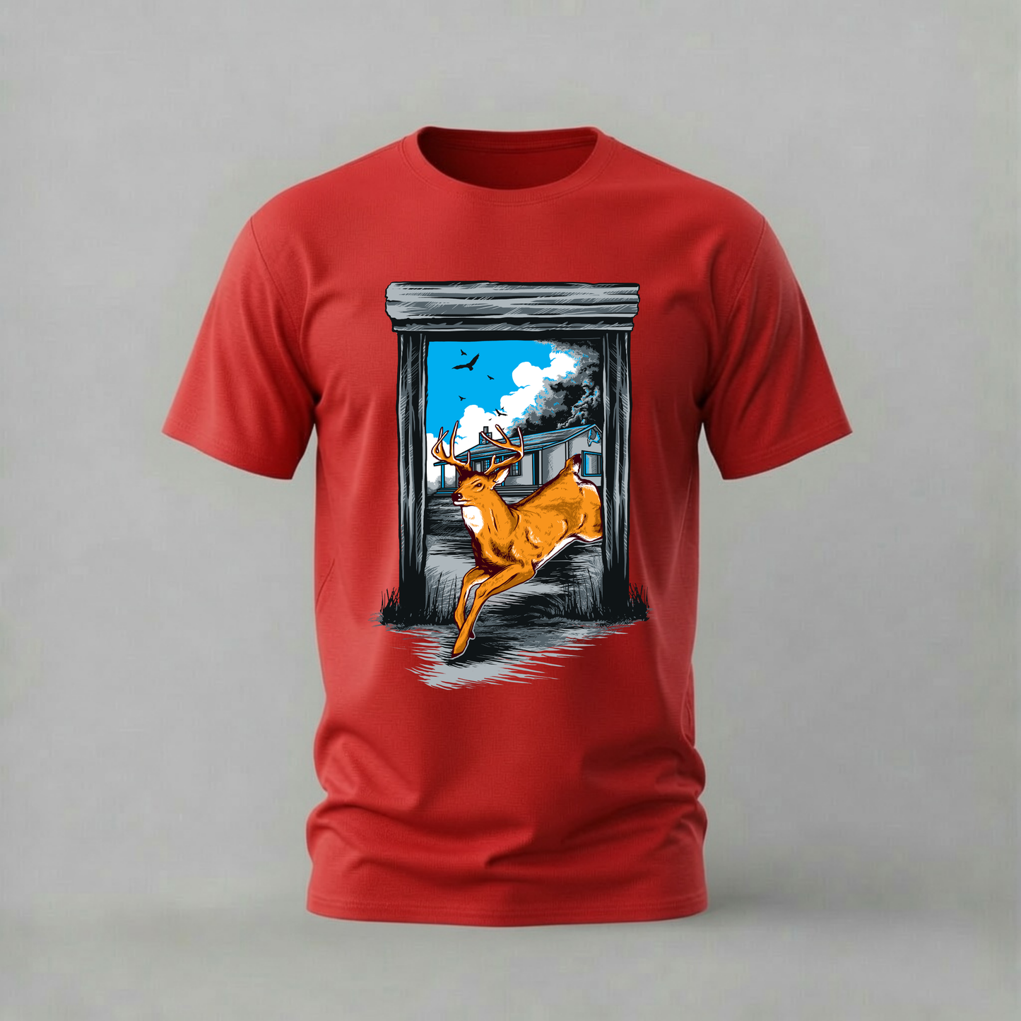 JUMPING DEER Graphic T-Shirt