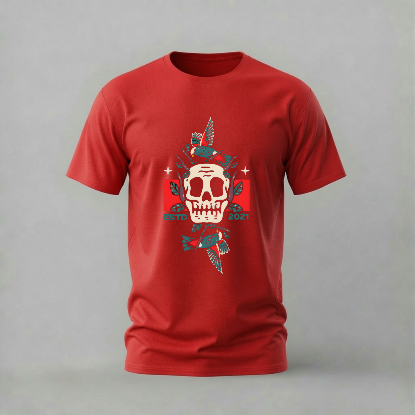 SKULL & BIRDS ESTD 2021 Graphic T-Shirt