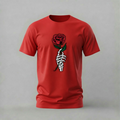 SKELETON HAND Rose Graphic T-Shirt