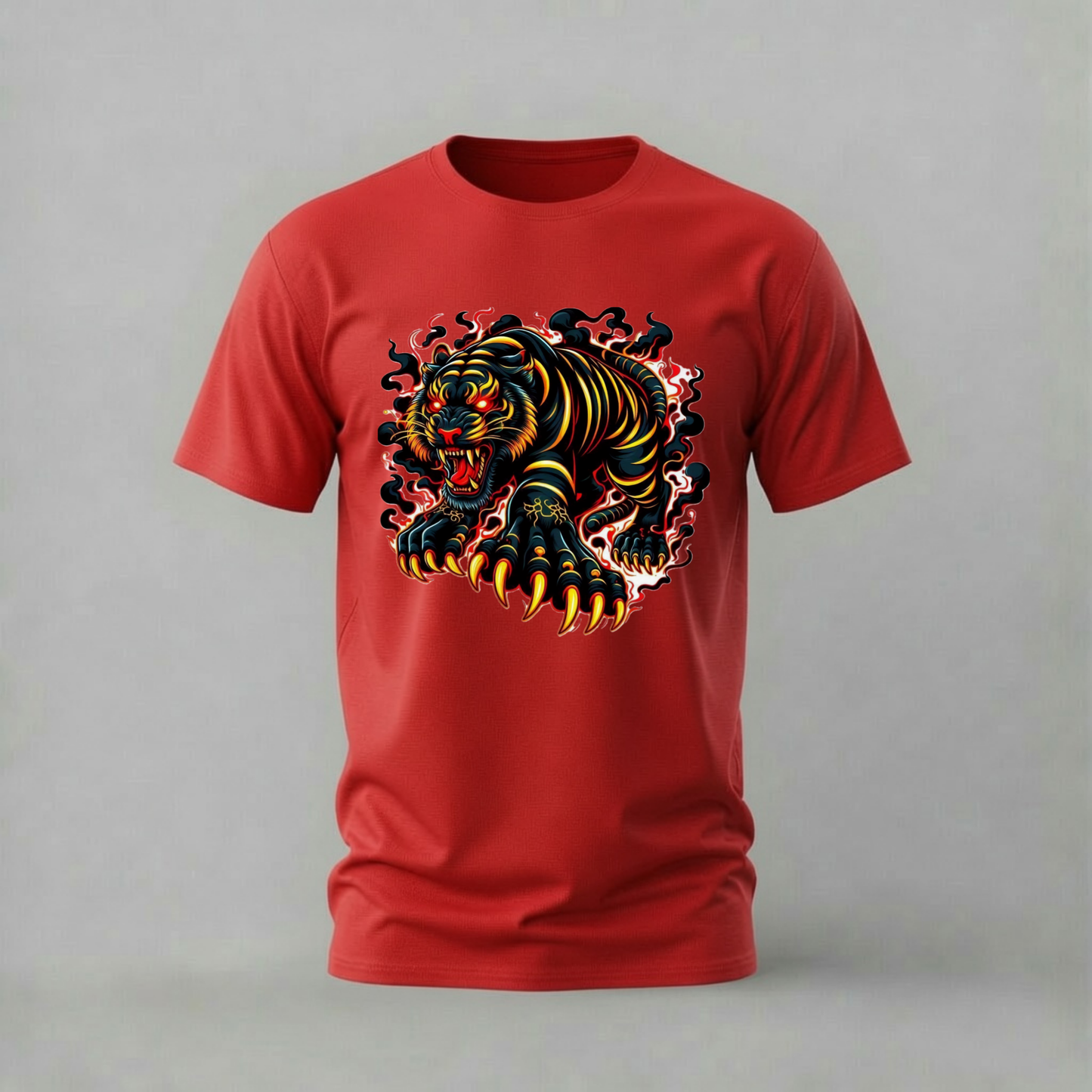 FIERCE TIGER Flame Graphic T-Shirt