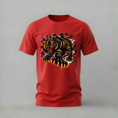 FIERCE TIGER Flame Graphic T-Shirt