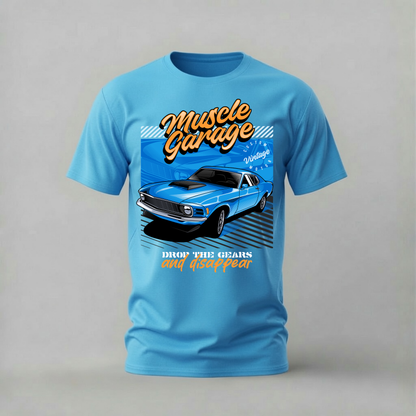 MUSCLE GARAGE BLUE Graphic T-Shirt