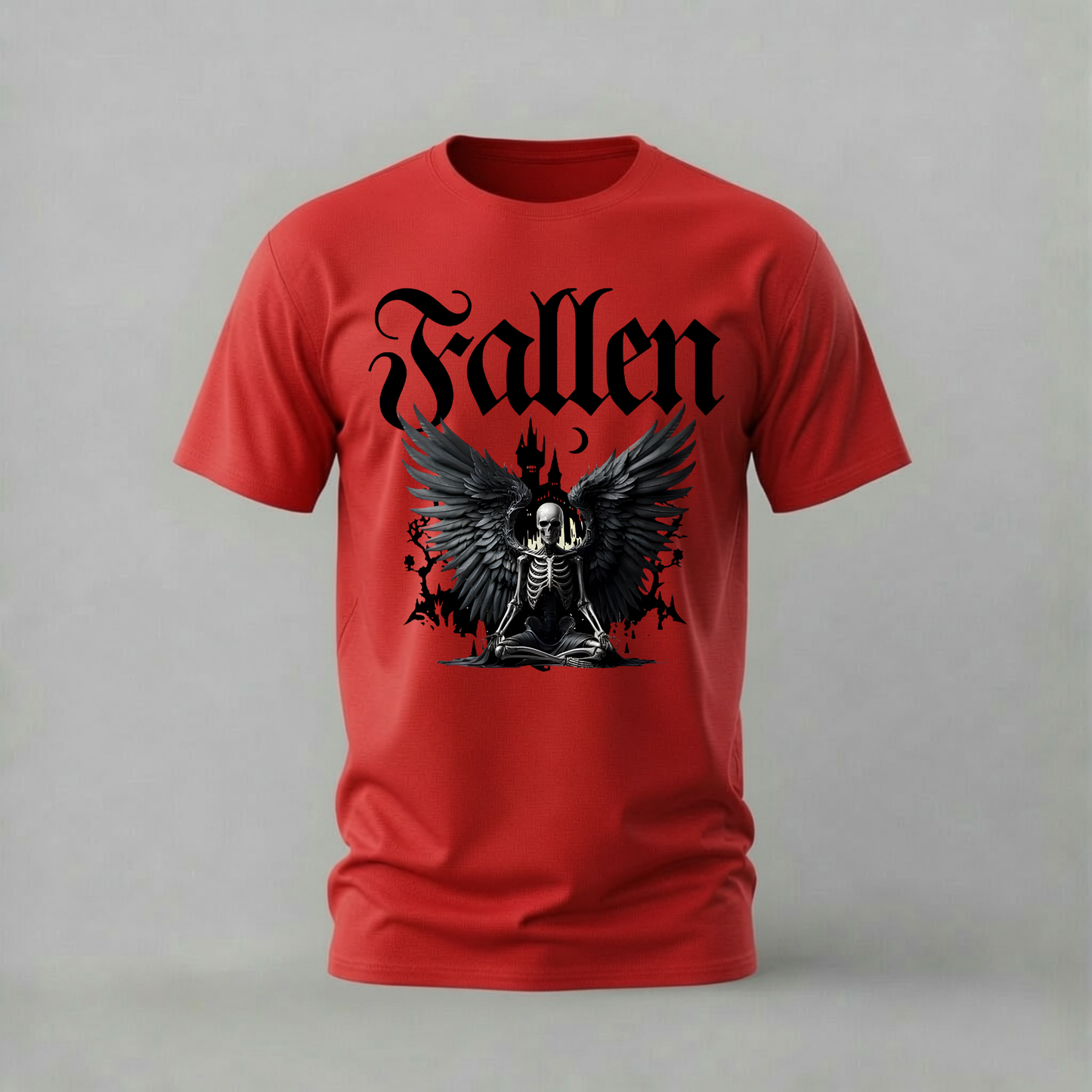 MEDITATING SKELETON Wings Graphic T-Shirt