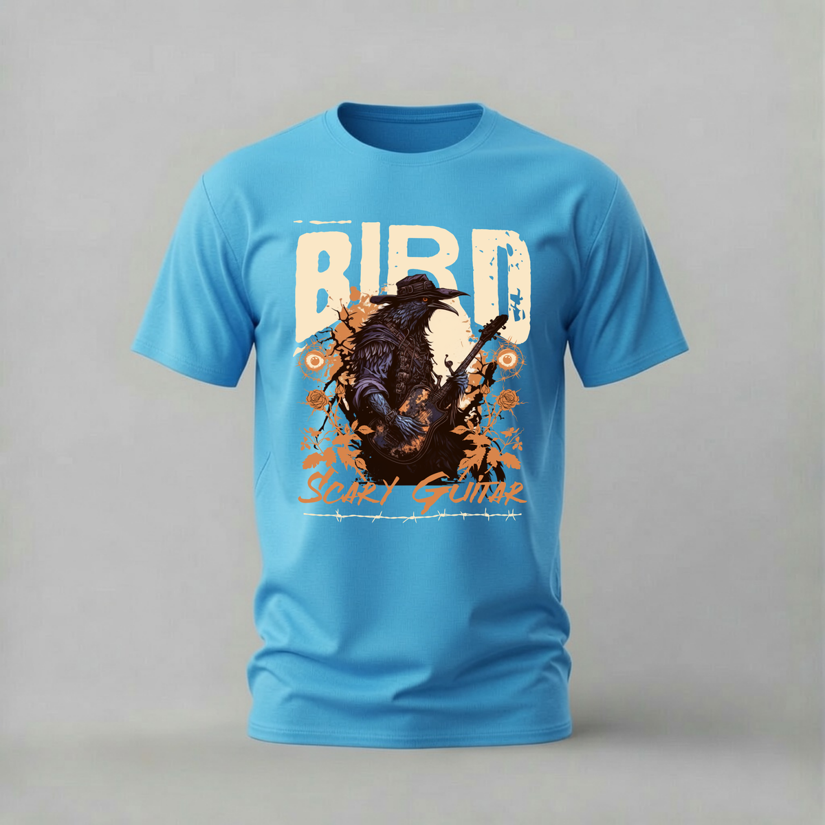 BIRD SCARY GUITAR Graphic T-Shirt