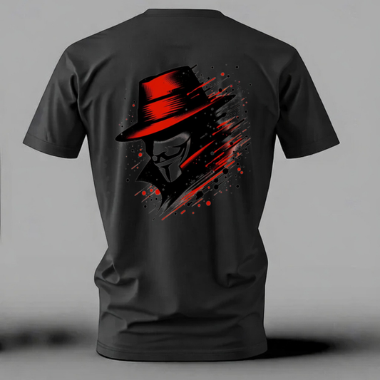 Mystery Man Red Hat Splatter T-Shirt