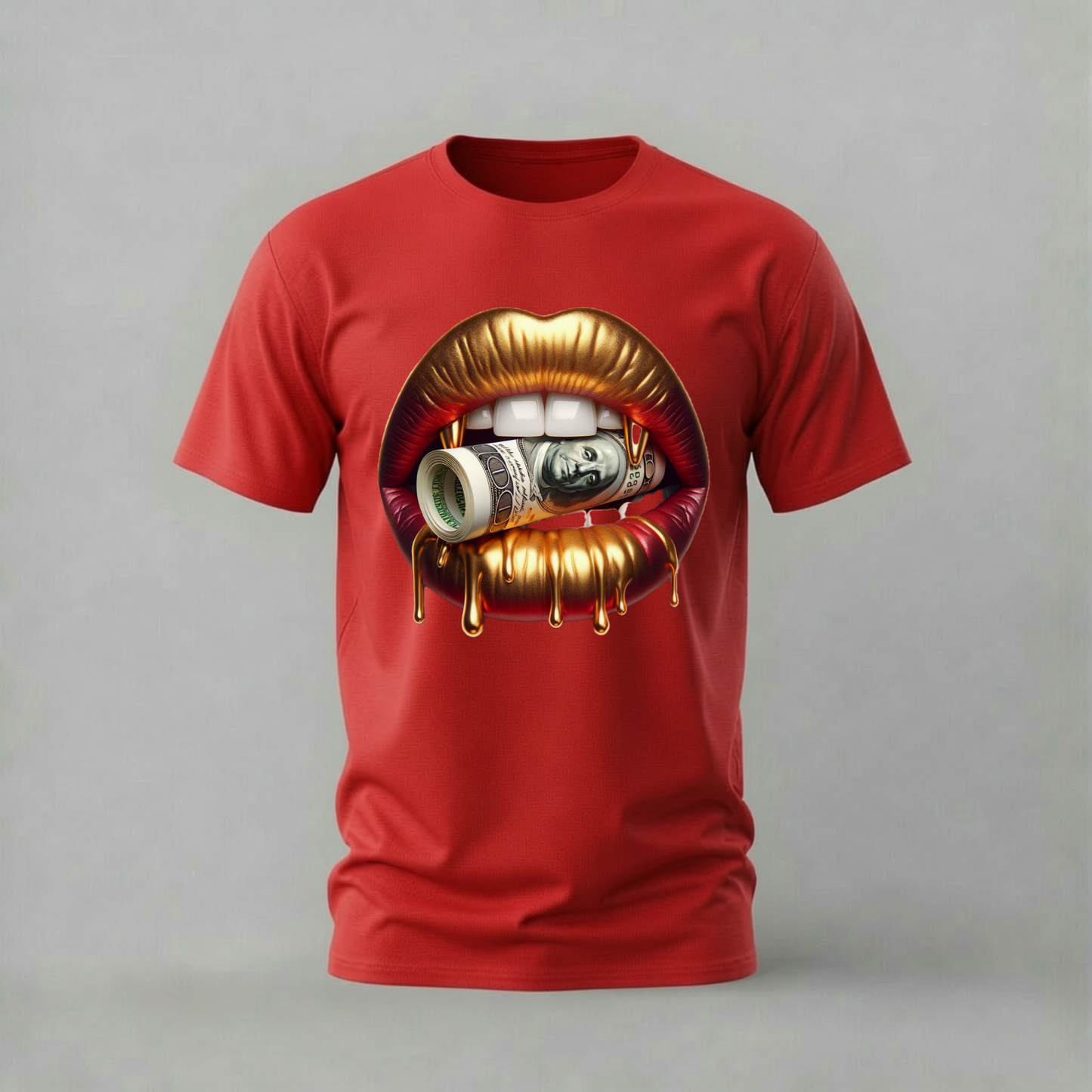 GOLD LIPS Money Graphic T-Shirt