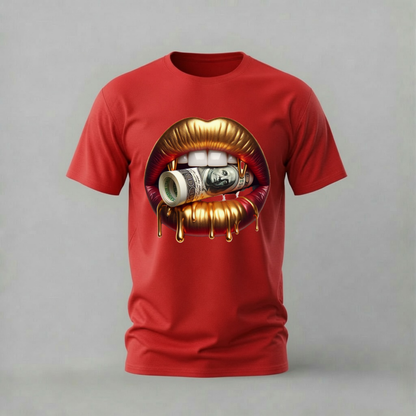 GOLD LIPS Money Graphic T-Shirt