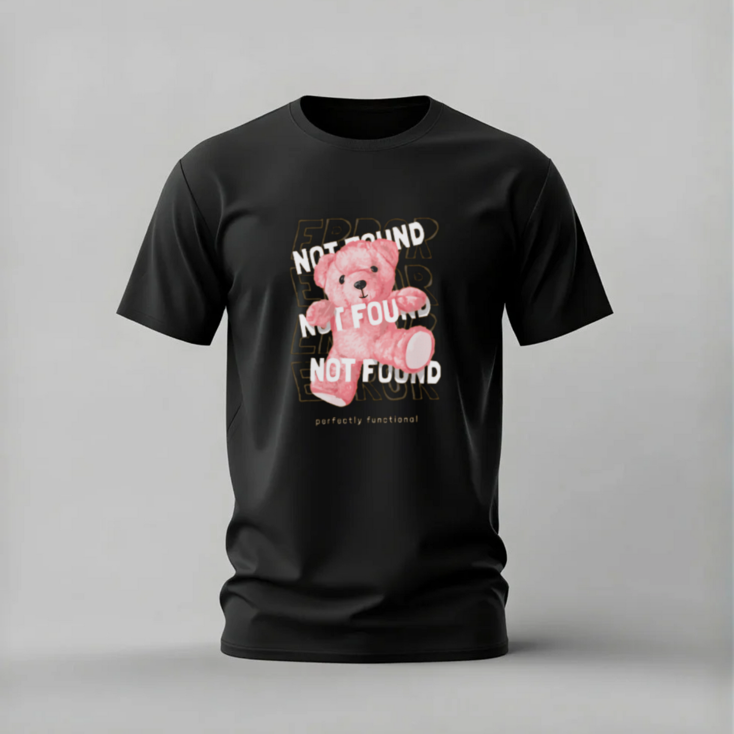 Double Print Teddy Bear Streetwear Tee – Error Not Found & On Fire
