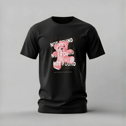 Double Print Teddy Bear Streetwear Tee – Error Not Found & On Fire