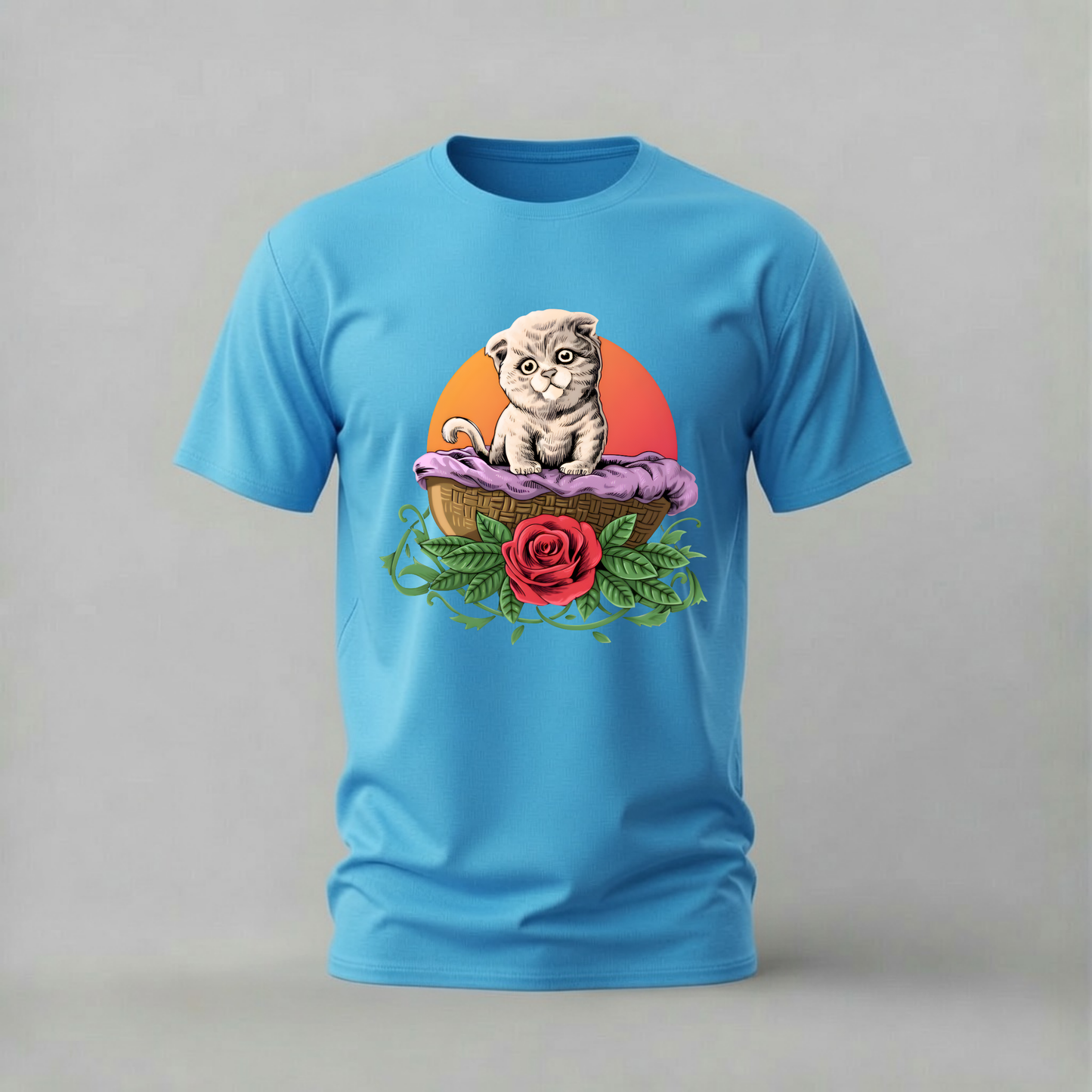 CUTE CAT Basket Graphic T-Shirt