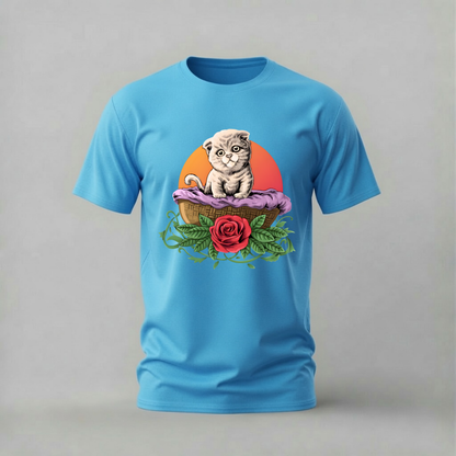 CUTE CAT Basket Graphic T-Shirt