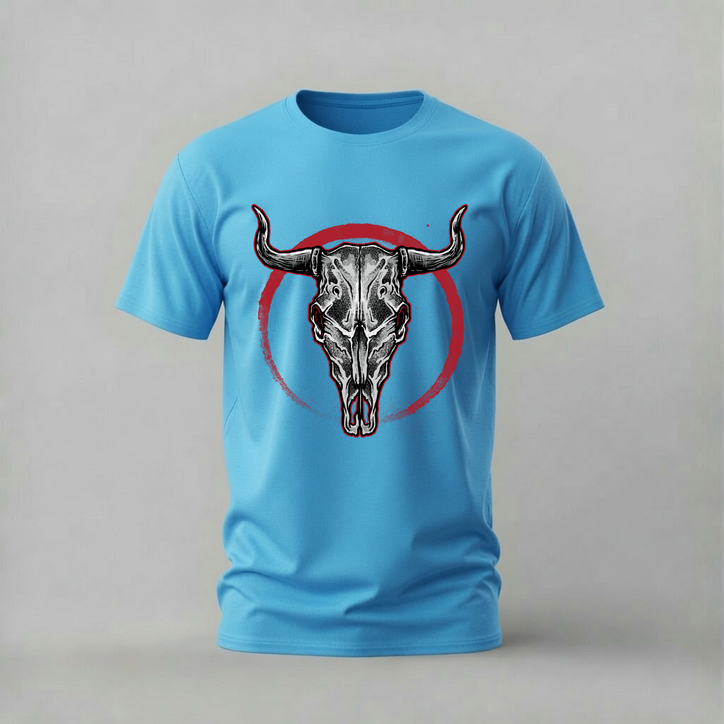 BULL SKULL Red Circle Graphic T-Shirt