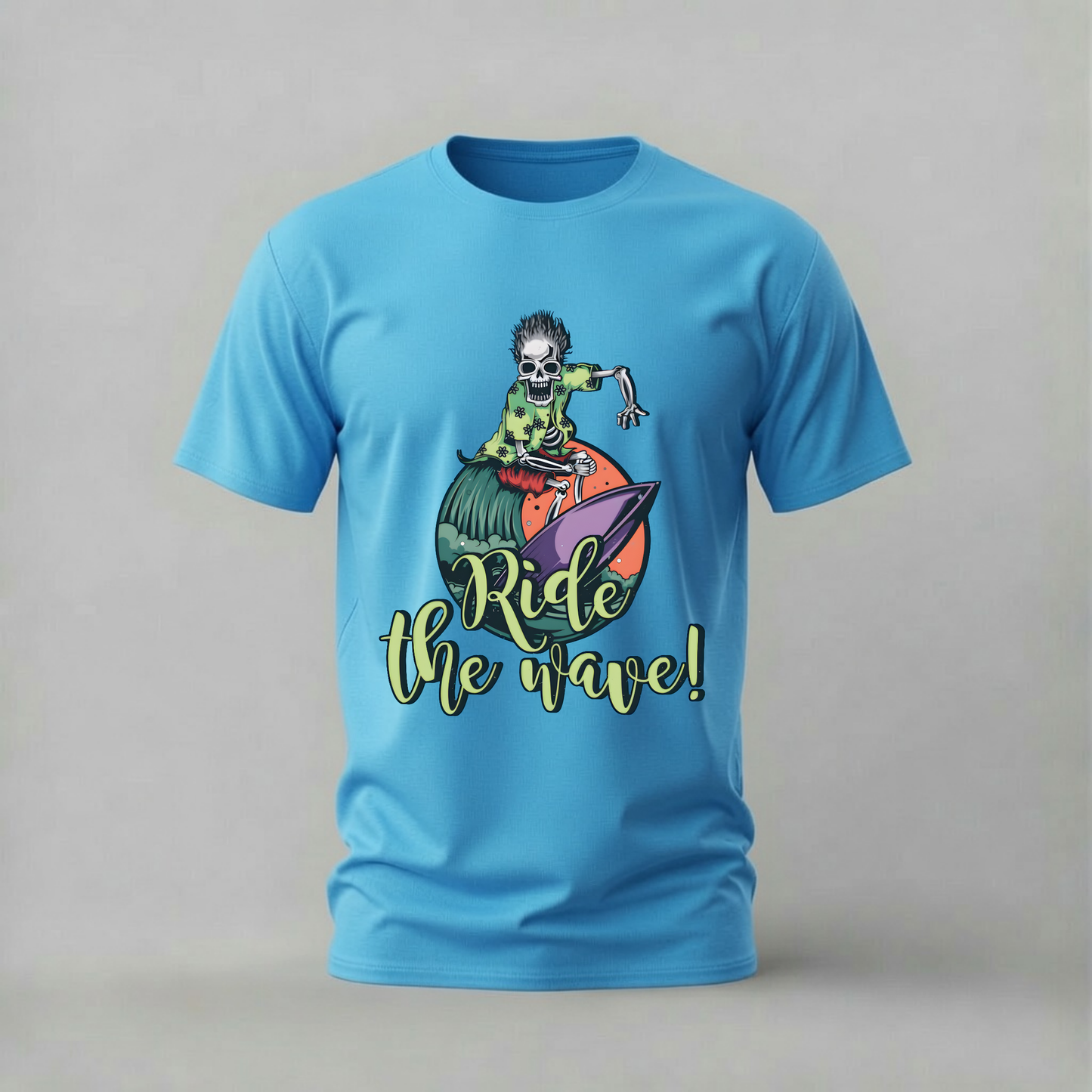 RIDE THE WAVE Skeleton Graphic T-Shirt