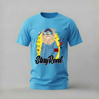 STAY REAL Lion Graphic T-Shirt